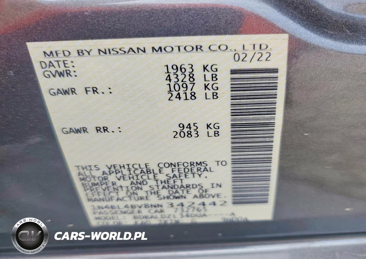2022 Nissan Altima S VIN:1N4BL4BV8NN342442 - 12