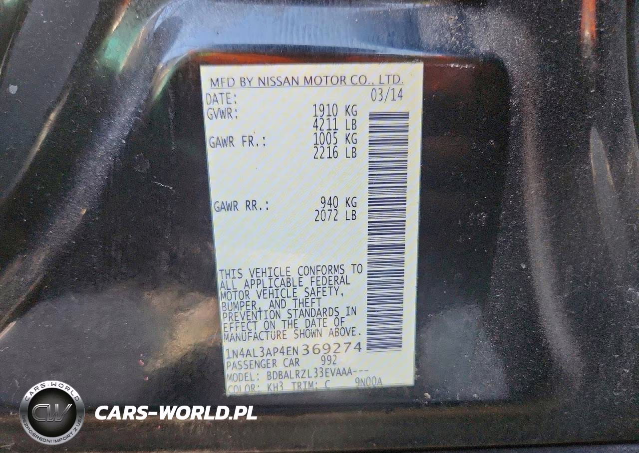 2014 Nissan Altima 2.5 S VIN:1N4AL3AP4EN369274 - 12