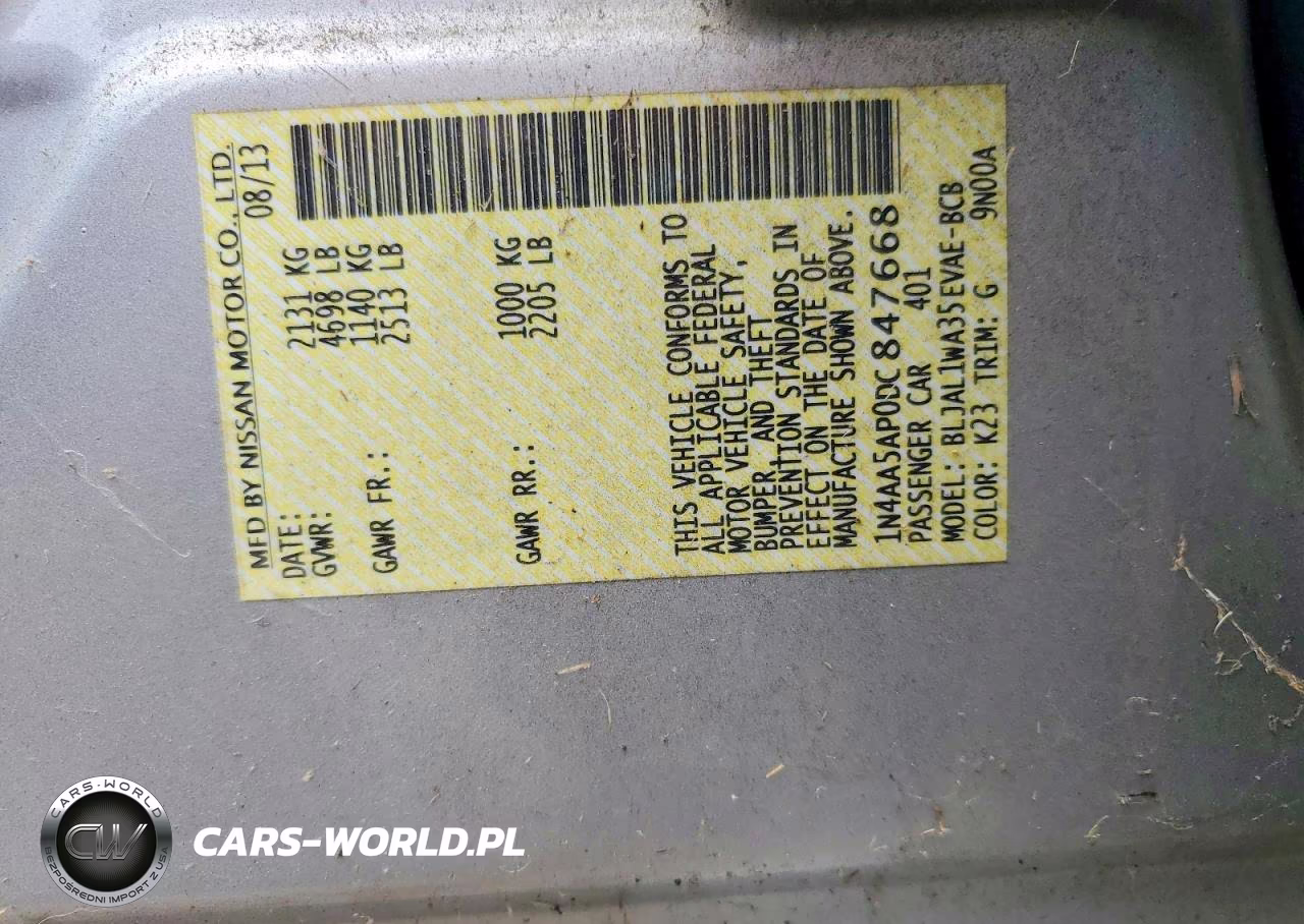 2013 Nissan Maxima 3.5 Sv VIN:1N4AA5AP0DC847668 - 12