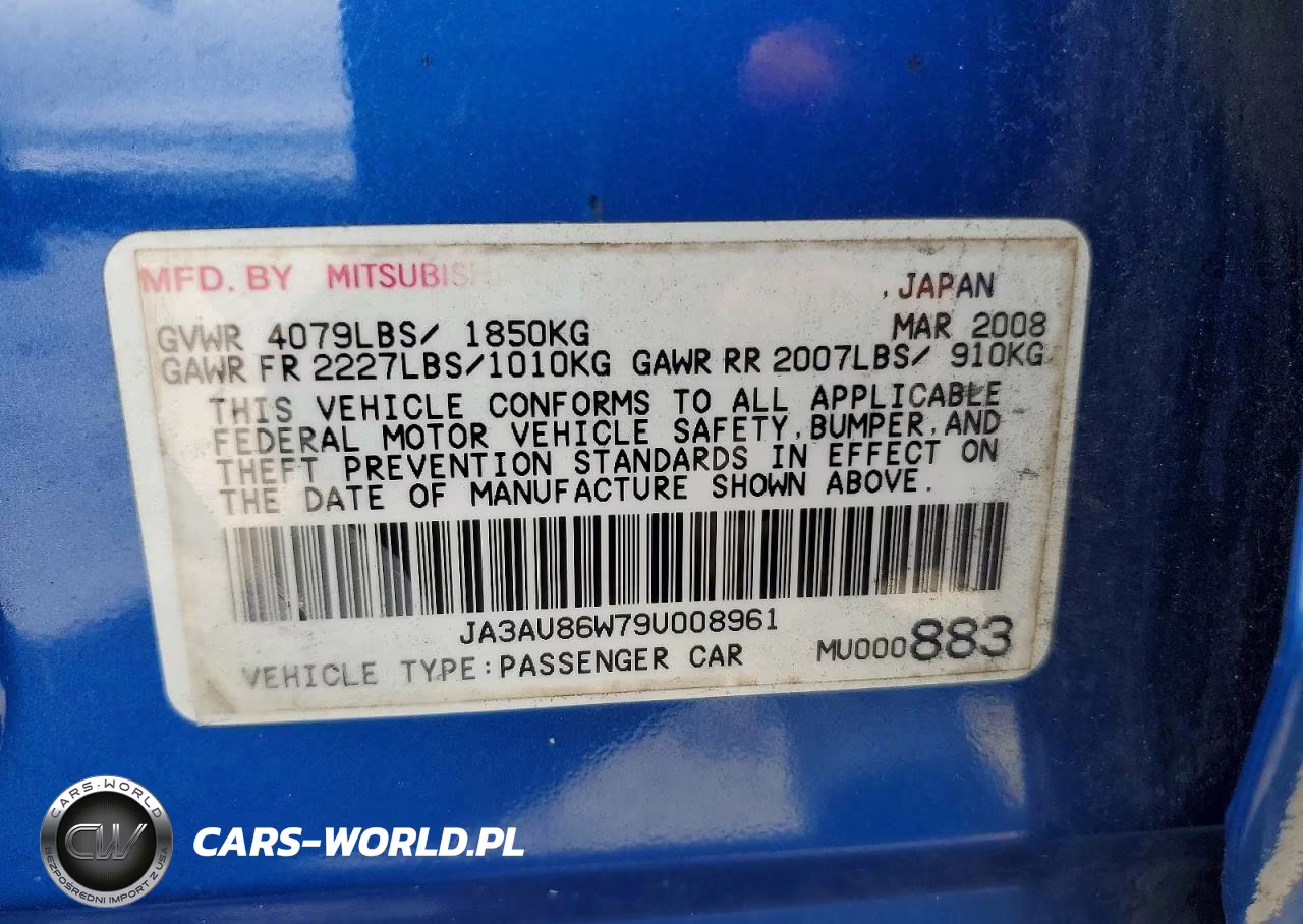 2009 Mitsubishi Lancer Gts VIN:JA3AU86W79U008961 - 13