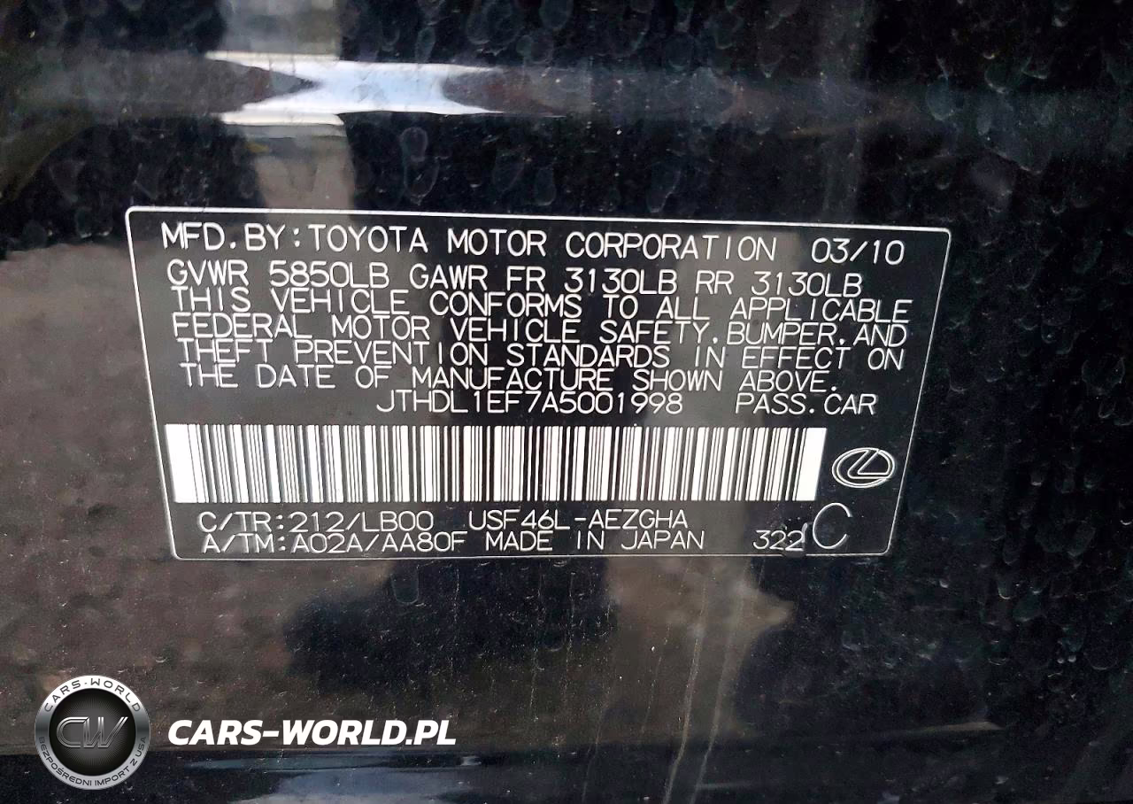 2010 Lexus Ls 460L VIN:JTHDL1EF7A5001998 - 12