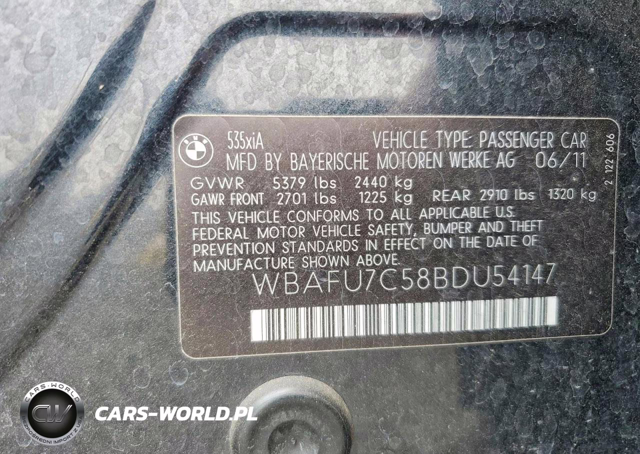 2011 BMW 535 Xi VIN:WBAFU7C58BDU54147 - 12