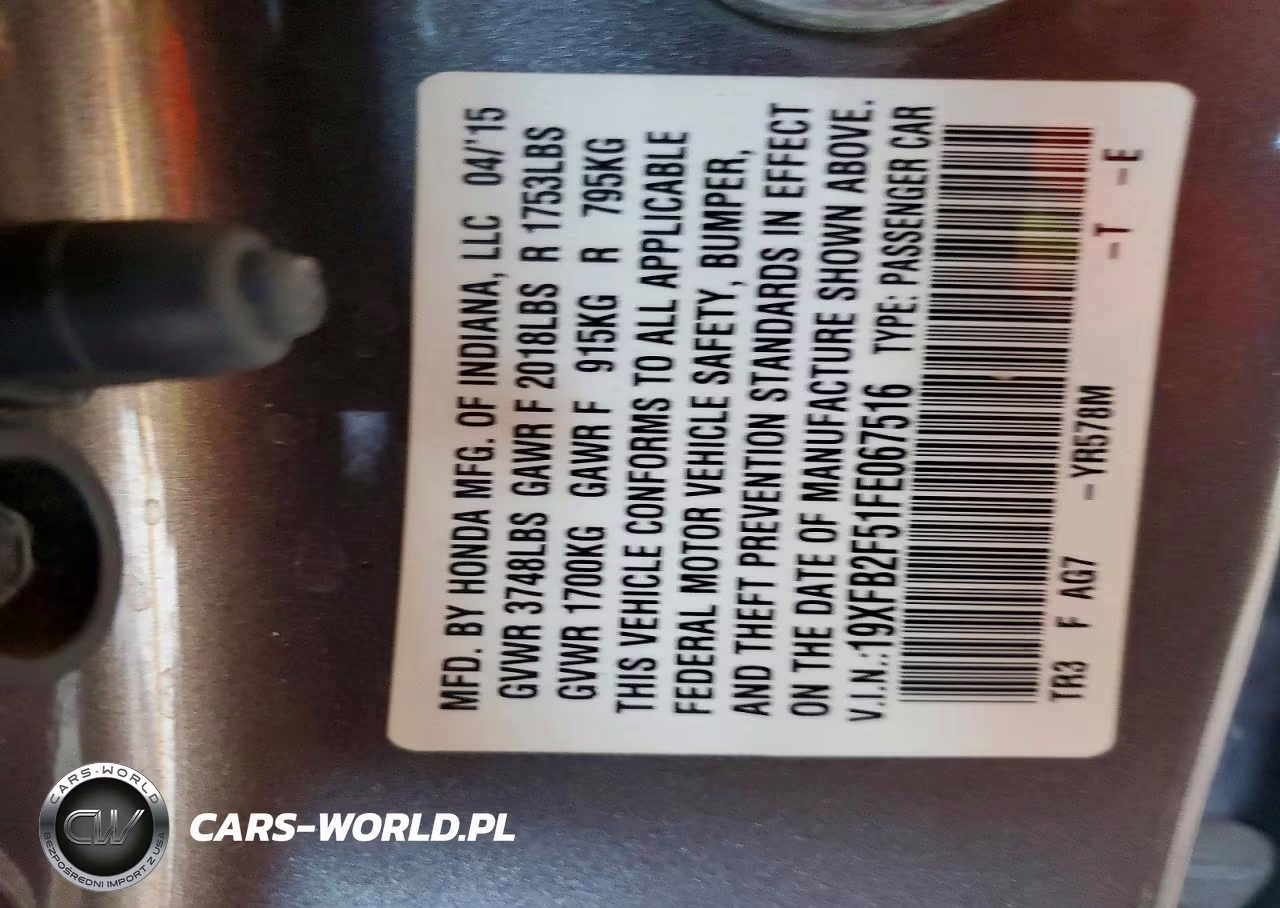 2015 Honda Civic Lx VIN:19XFB2F51FE067516 - 12