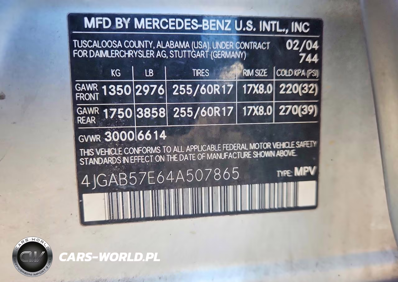 2004 Mercedes-Benz Ml 350 VIN:4JGAB57E64A507865 - 12