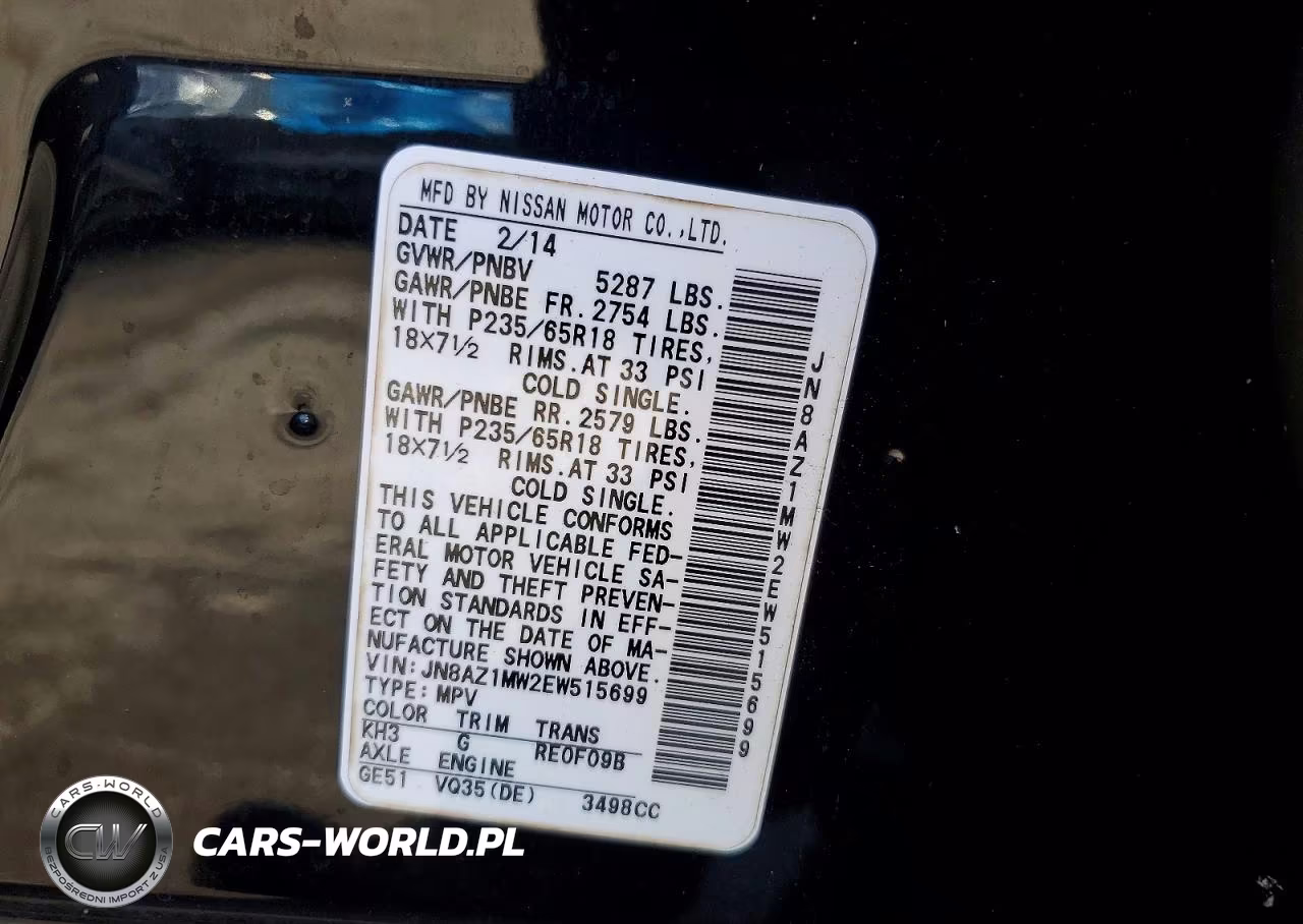 2014 Nissan Murano S VIN:JN8AZ1MW2EW515699 - 13