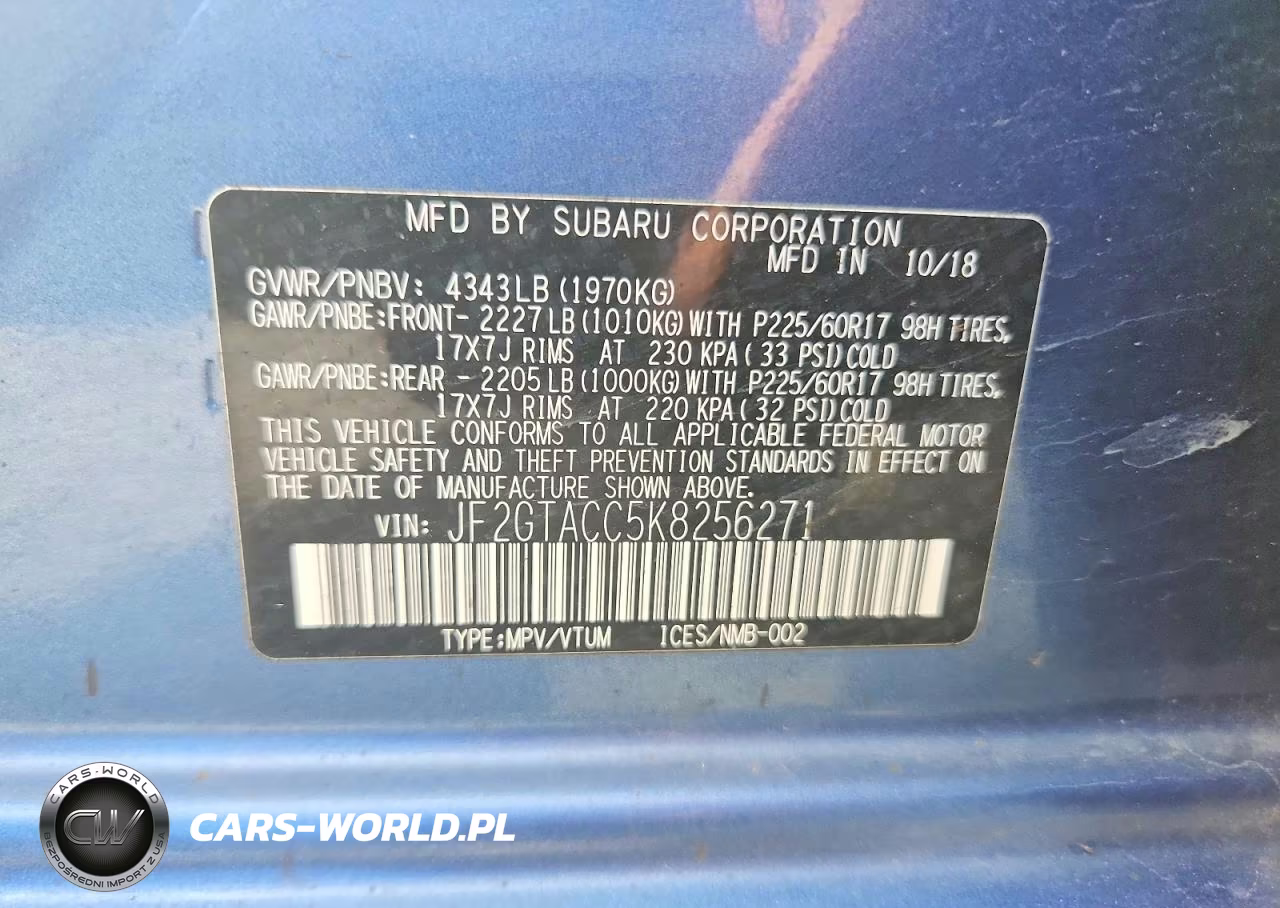 2019 Subaru Crosstrek Premium VIN:JF2GTACC5K8256271 - 13