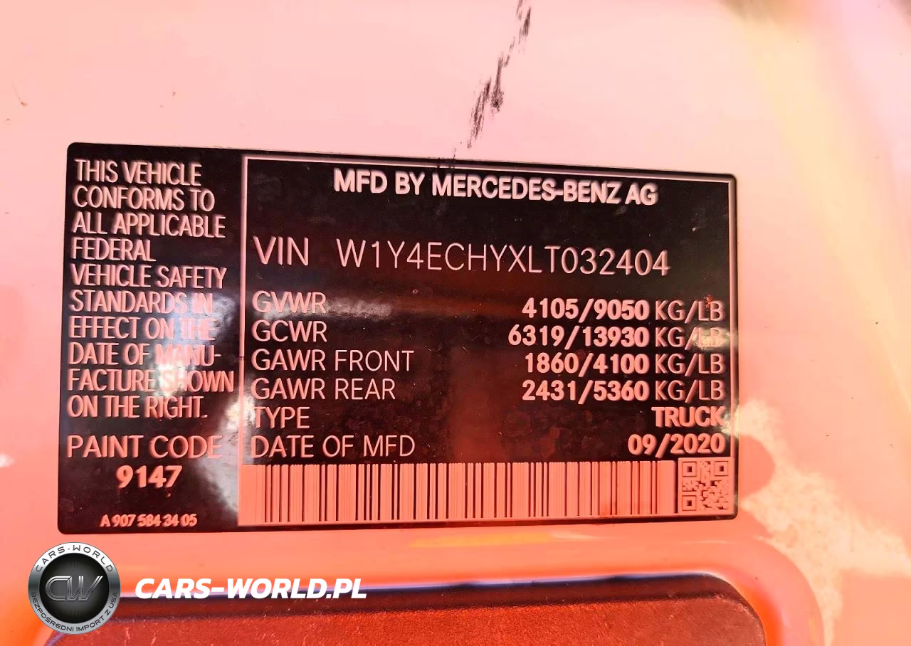2020 Mercedes-Benz Sprinter 2500 VIN:W1Y4ECHYXLT032404 - 13