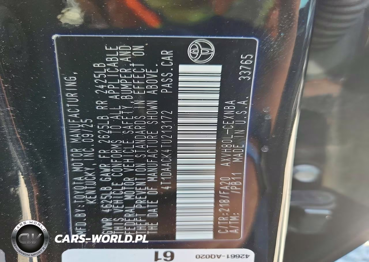 2026 Toyota Camry Le VIN:4T1DAACK4TU213172 - 13