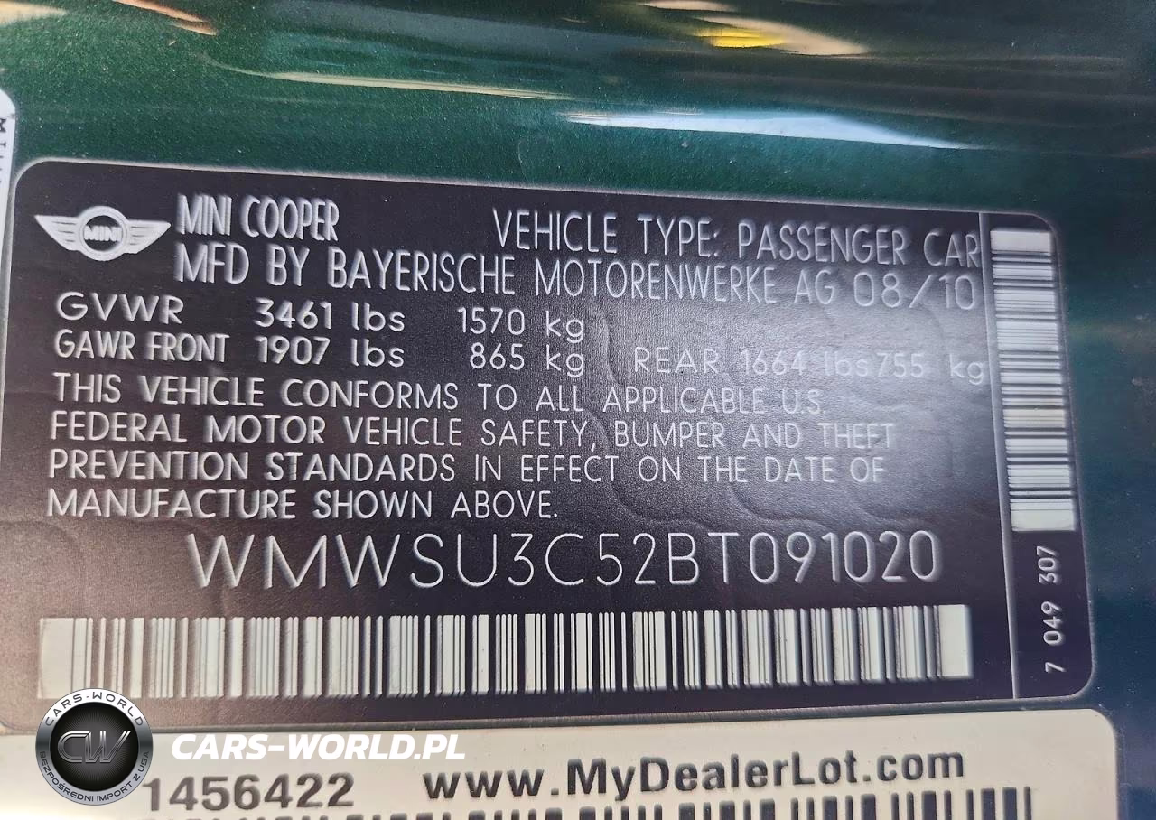 2011 Mini Cooper VIN:WMWSU3C52BT091020 - 12