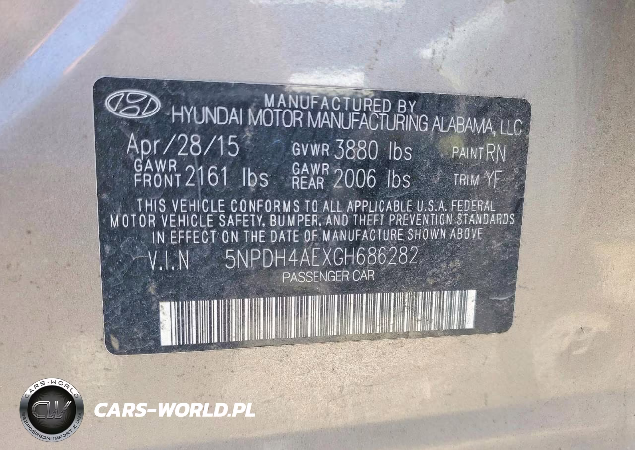 2016 Hyundai Elantra VIN:5NPDH4AEXGH686282 - 12