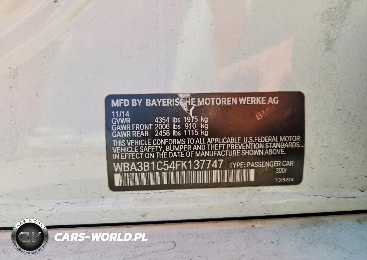 BMW 320 I VIN:WBA3B1C54FK137747 - 12