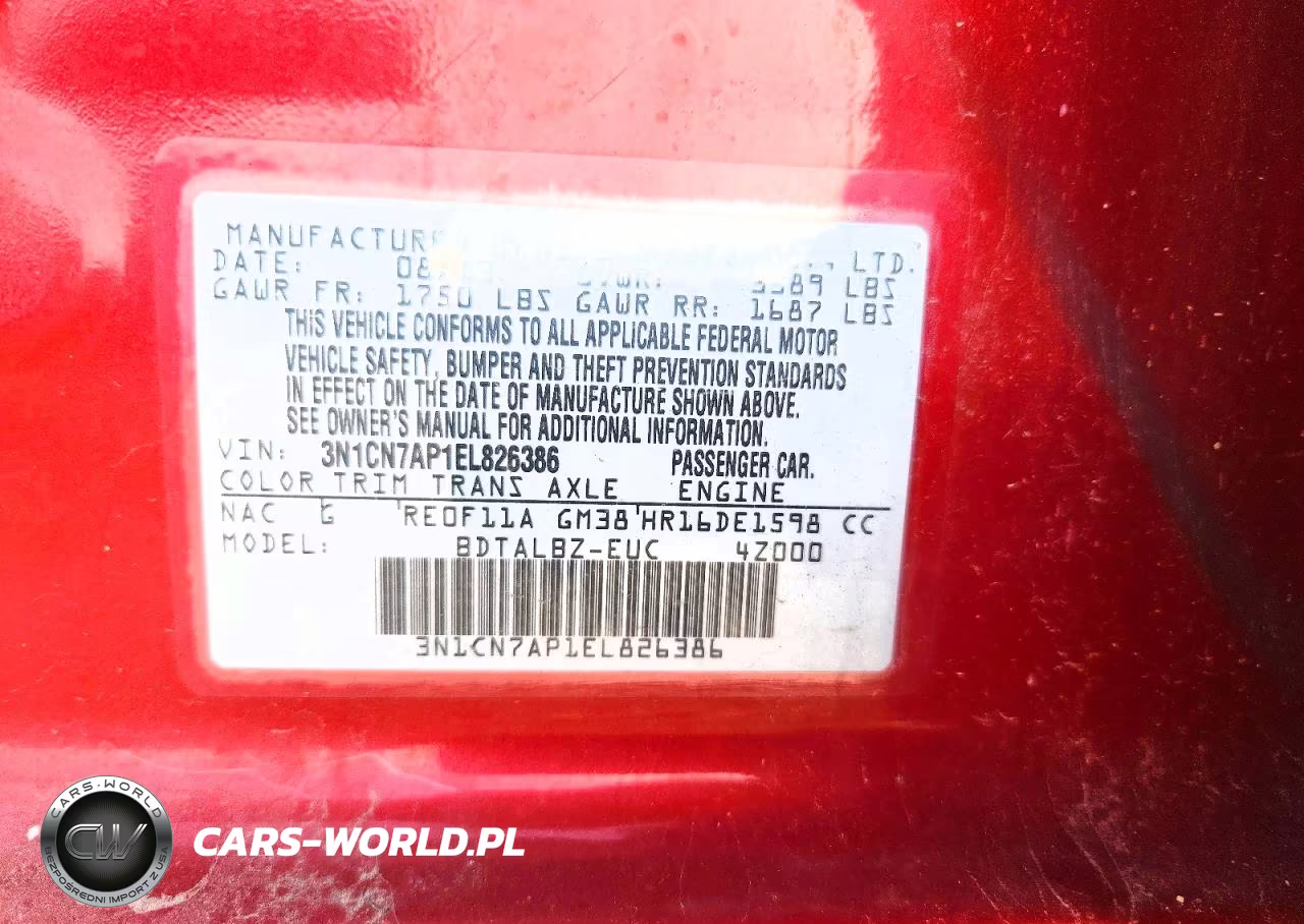 2014 Nissan Versa 1.6 S VIN:3N1CN7AP1EL826386 - 12