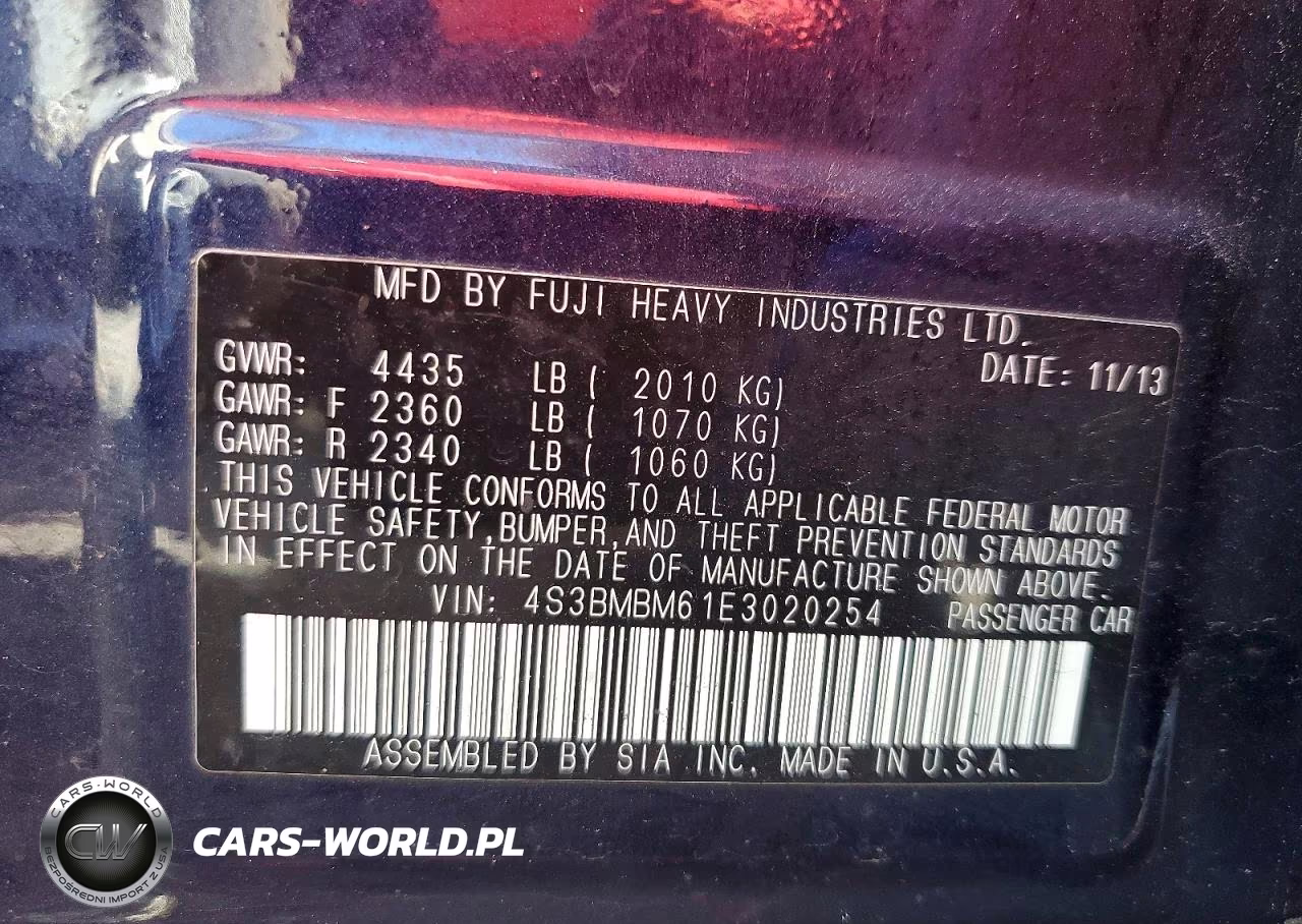 2014 Subaru Legacy 2.5I Limited VIN:4S3BMBM61E3020254 - 12