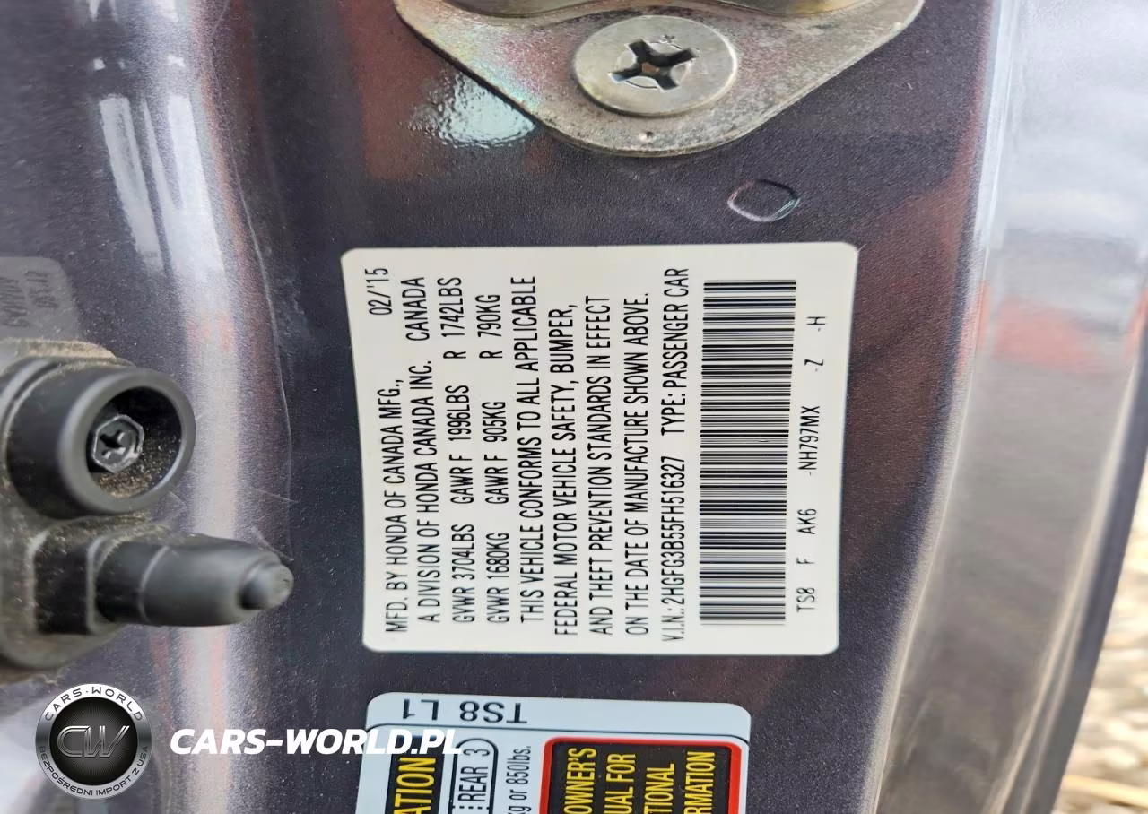 2015 Honda Civic Lx VIN:2HGFG3B55FH516327 - 12