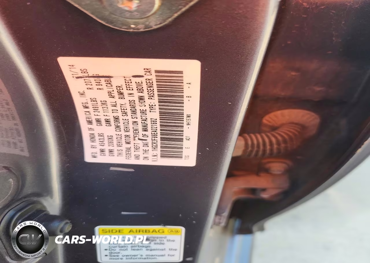 2014 Honda Accord Exl VIN:1HGCR3F86EA021682 - 12