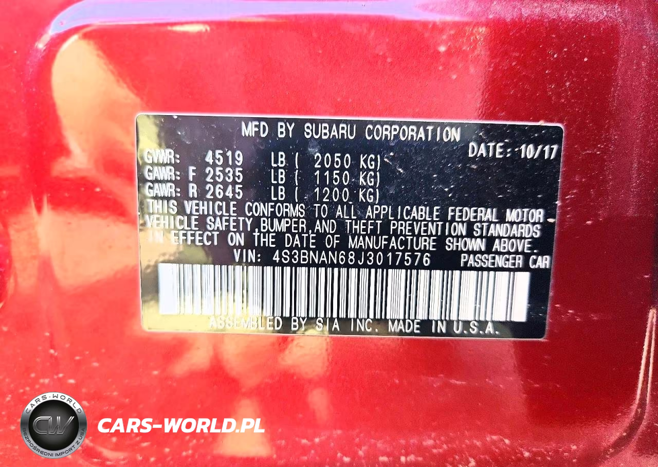 2018 Subaru Legacy 2.5I Limited VIN:4S3BNAN68J3017576 - 12