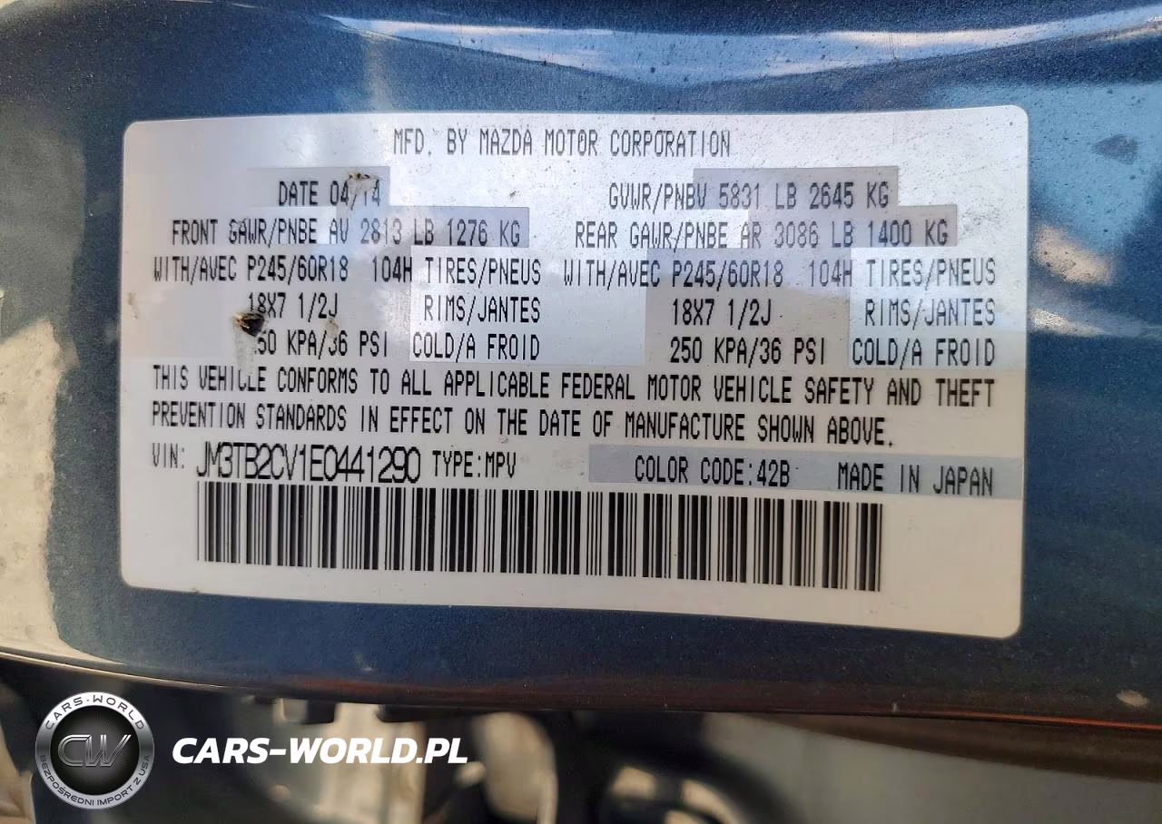 2014 Mazda Cx-9 Touring VIN:JM3TB2CV1E0441290 - 13