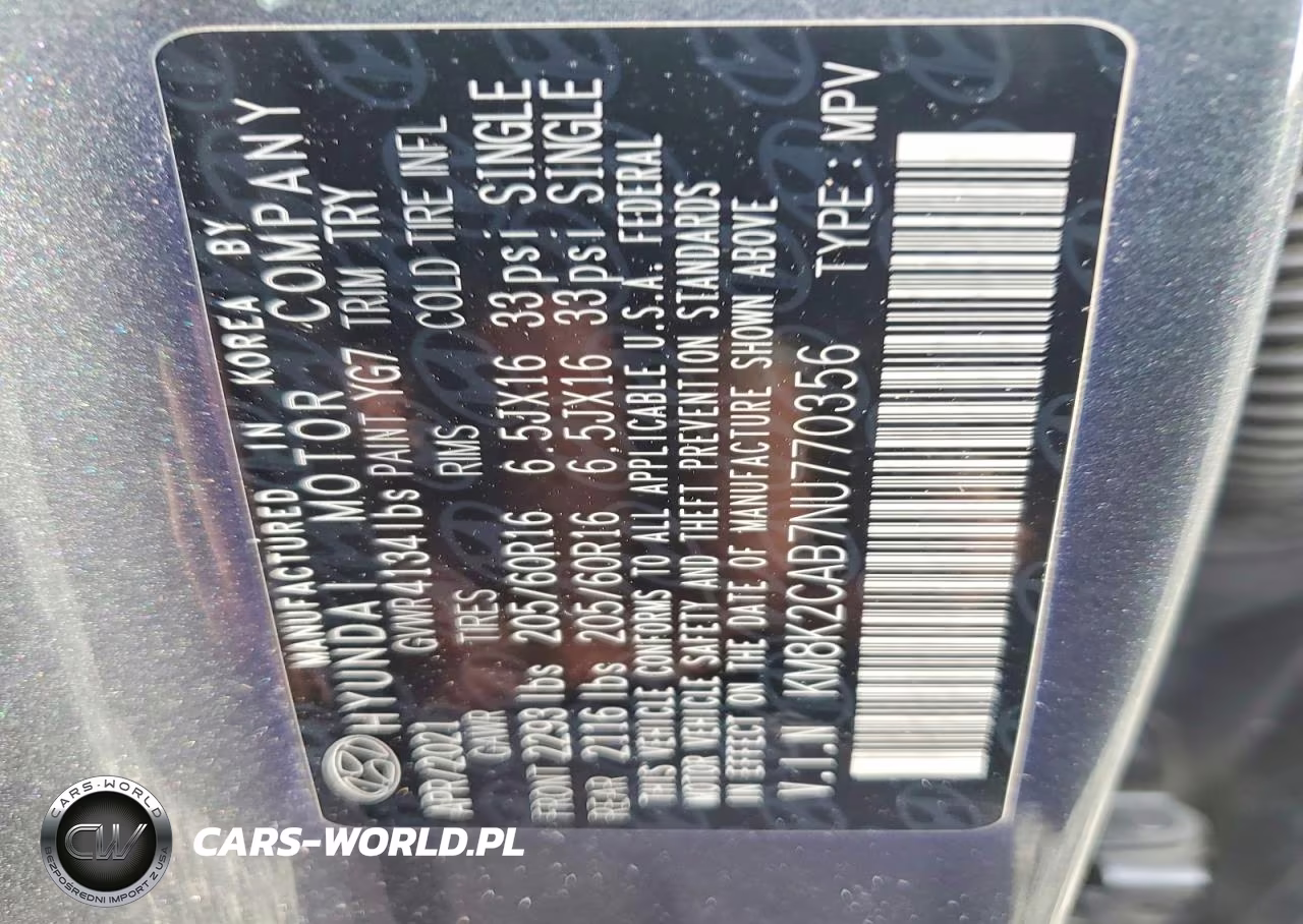 2022 Hyundai Kona Se VIN:KM8K2CAB7NU770356 - 12