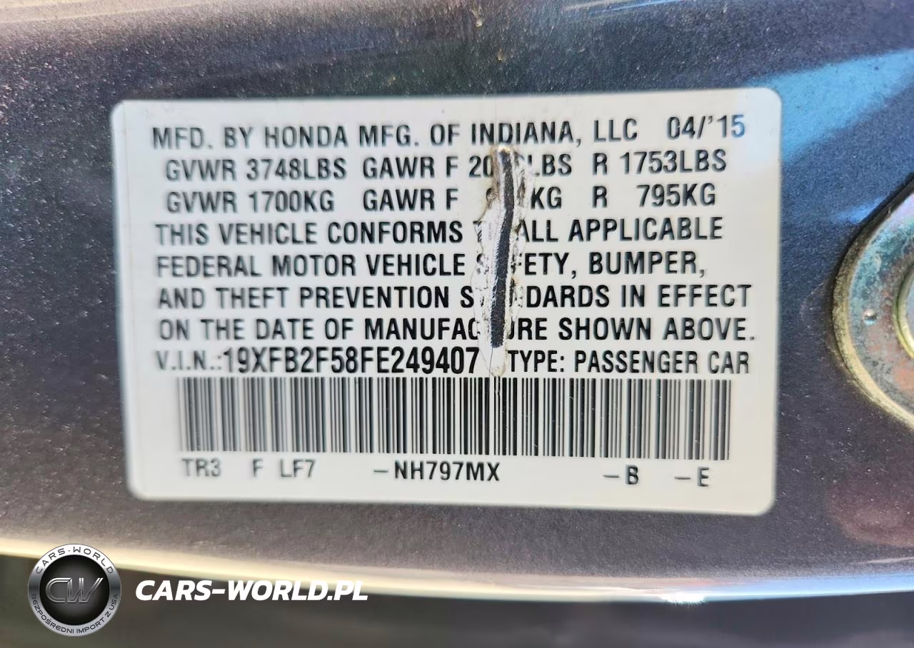 2015 Honda Civic Lx VIN:19XFB2F58FE249407 - 12