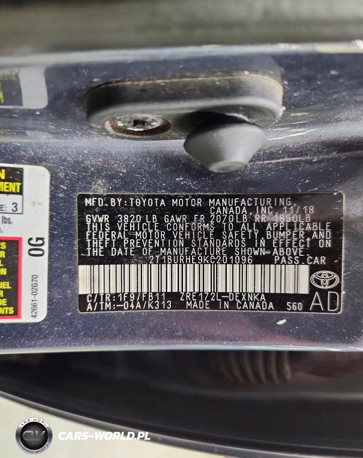 2019 Toyota Corolla Le VIN:2T1BURHE9KC201096 - 12