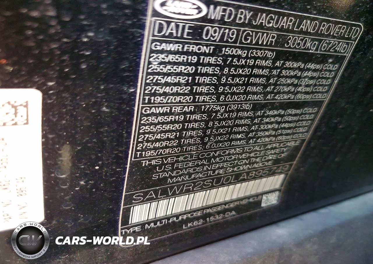 2020 Land Rover Range Rover Sport Hse VIN:SALWR2SU0LA895749 - 13