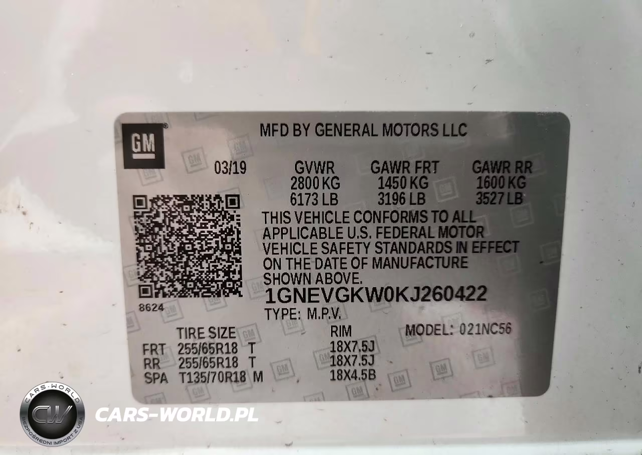 2019 Chevrolet Traverse Lt VIN:1GNEVGKW0KJ260422 - 13