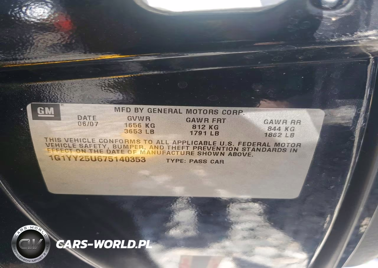 2007 Chevrolet Corvette VIN:1G1YY25U675140353 - 12