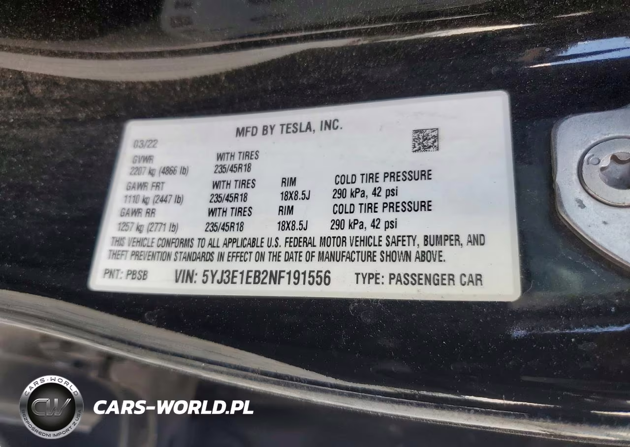 2022 Tesla Model 3 VIN:5YJ3E1EB2NF191556 - 12