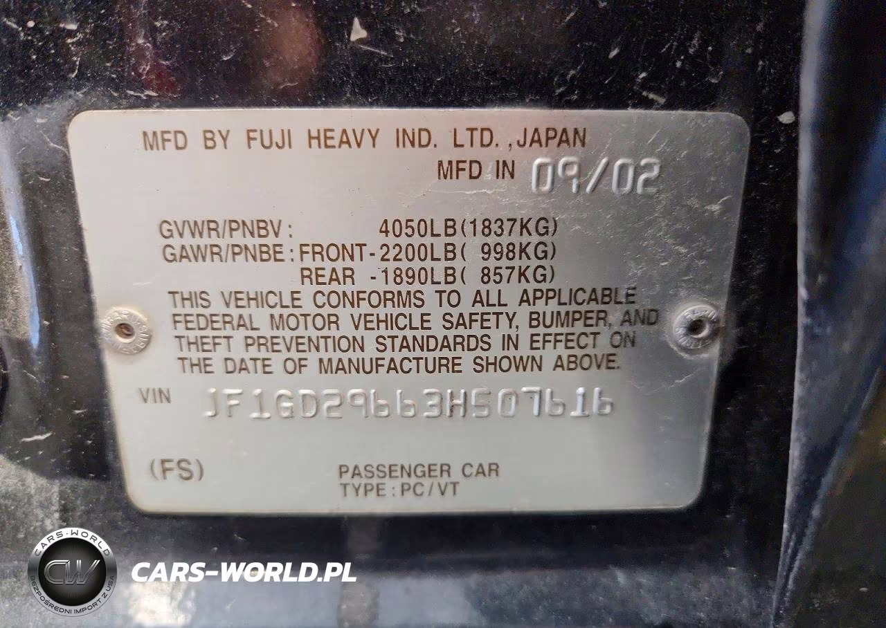 2003 Subaru Impreza Wrx VIN:JF1GD29663H507616 - 12