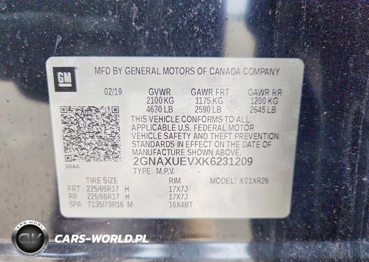 2019 Chevrolet Equinox Lt VIN:2GNAXUEVXK6231209 - 14