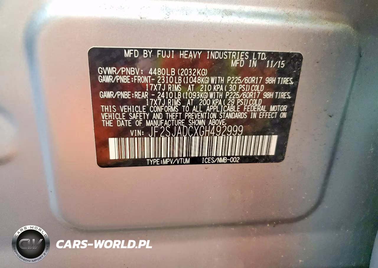 2016 Subaru Forester 2.5I Premium VIN:JF2SJADCXGH492999 - 13