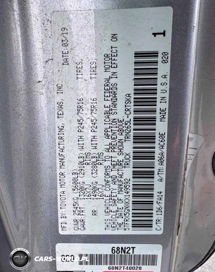 2019 Toyota Tacoma Sr VIN:5TFRX5GNXKX149592 - 11