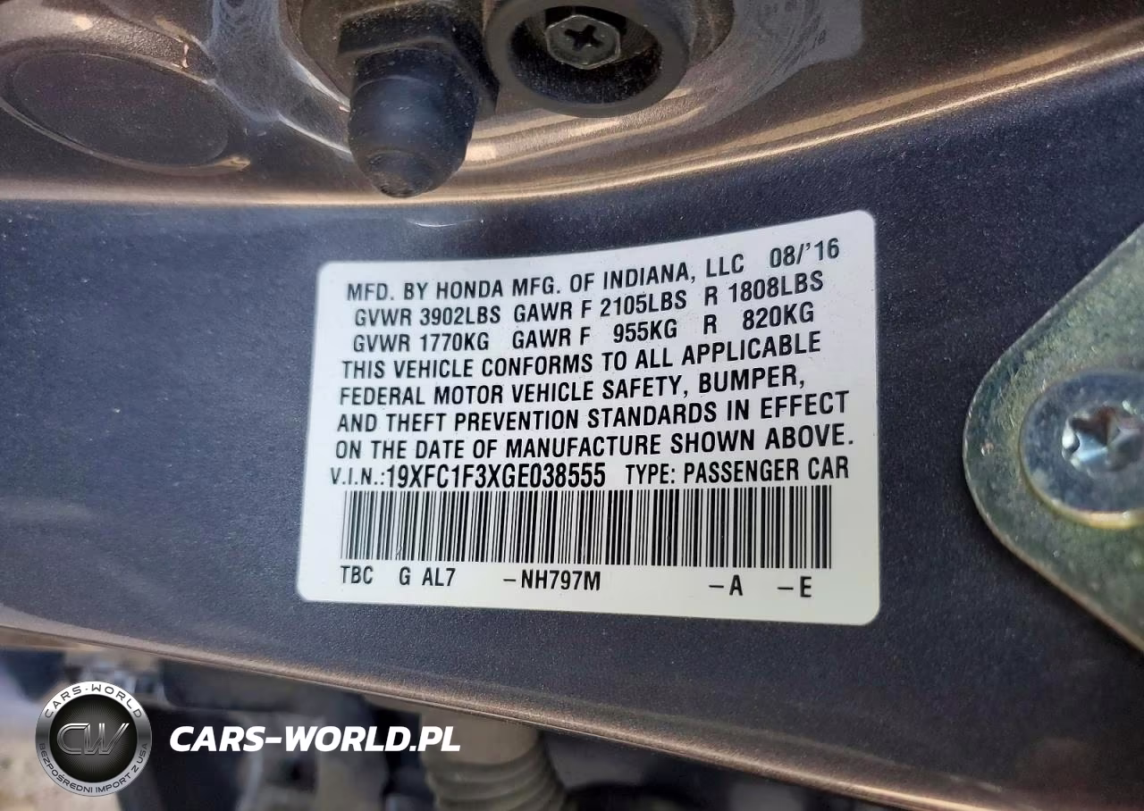 2016 Honda Civic Ex VIN:19XFC1F3XGE038555 - 12