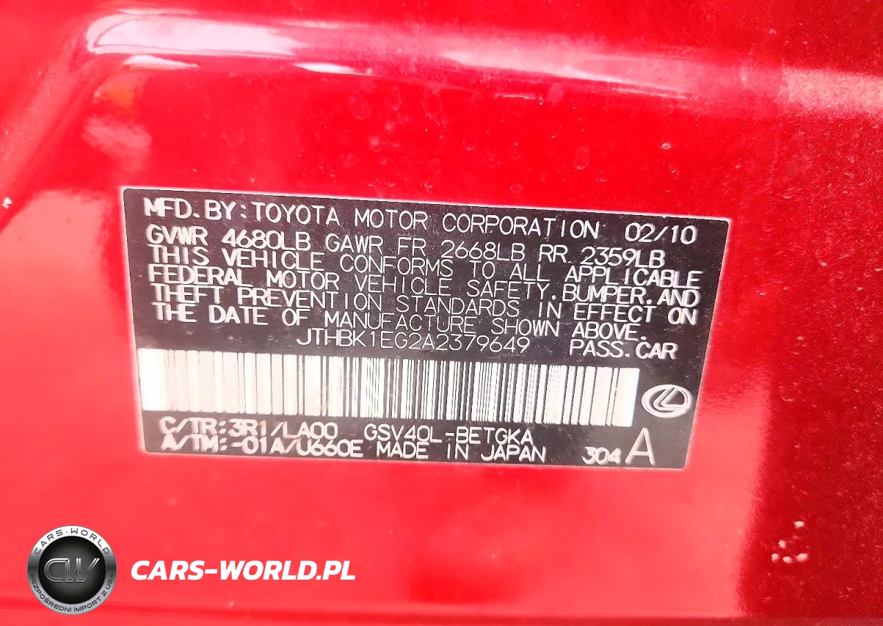 2010 Lexus Es 350 VIN:JTHBK1EG2A2379649 - 12