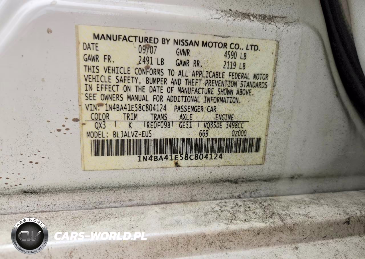 2008 Nissan Maxima 3.5 Se VIN:1N4BA41E58C804124 - 12