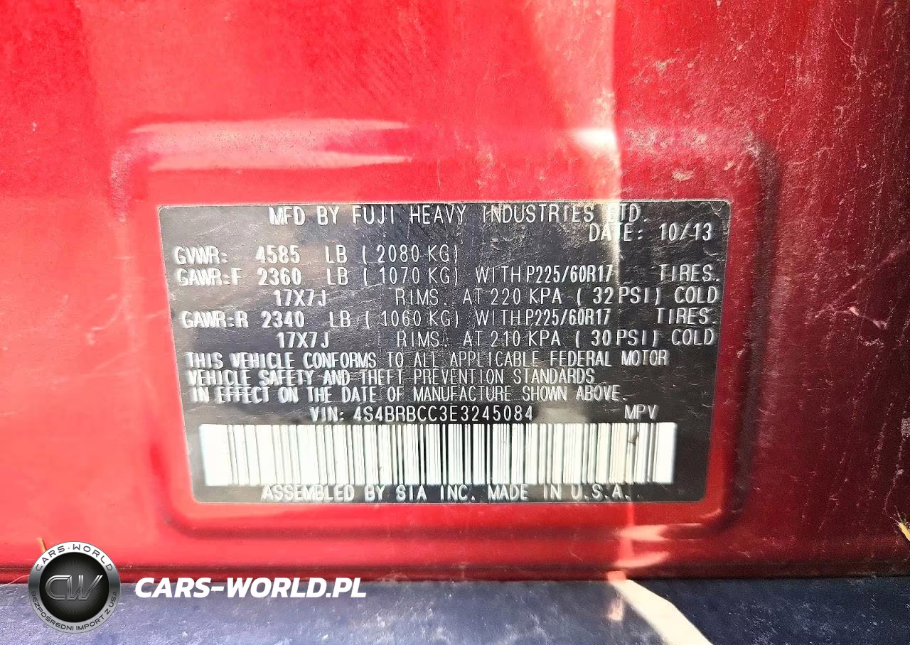 2014 Subaru Outback 2.5I Premium VIN:4S4BRBCC3E3245084 - 13