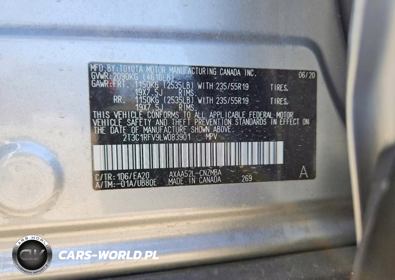 2020 Toyota Rav4 Xle Premium VIN:2T3C1RFV9LW083901 - 13