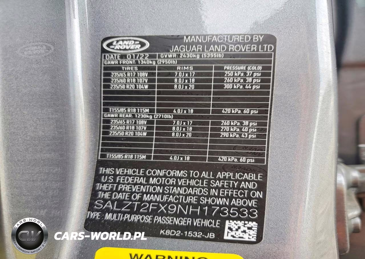 2022 Land Rover Range Rover Evoque R-Dynamic S VIN:SALZT2FX9NH173533 - 12