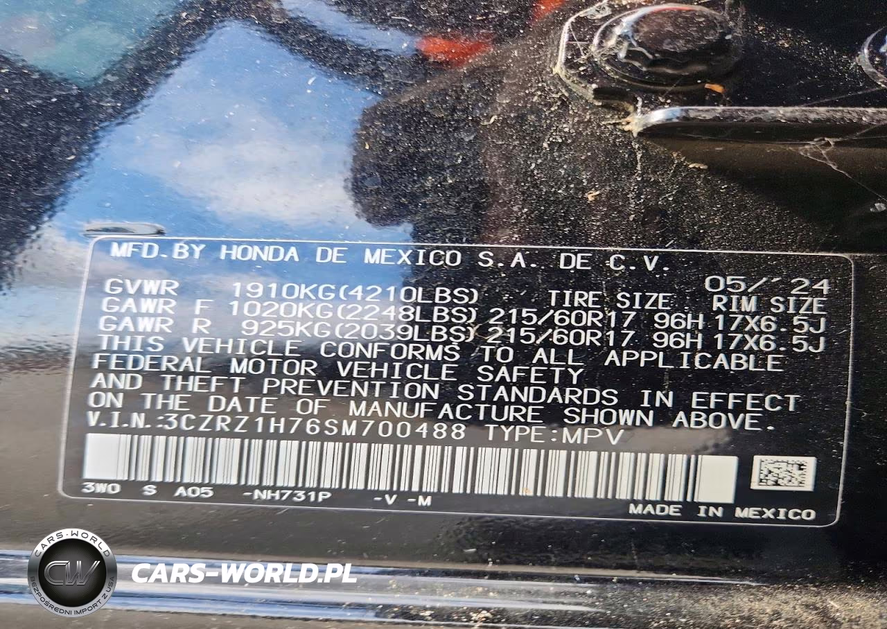 2025 Honda Hr-V Exl VIN:3CZRZ1H76SM700488 - 13