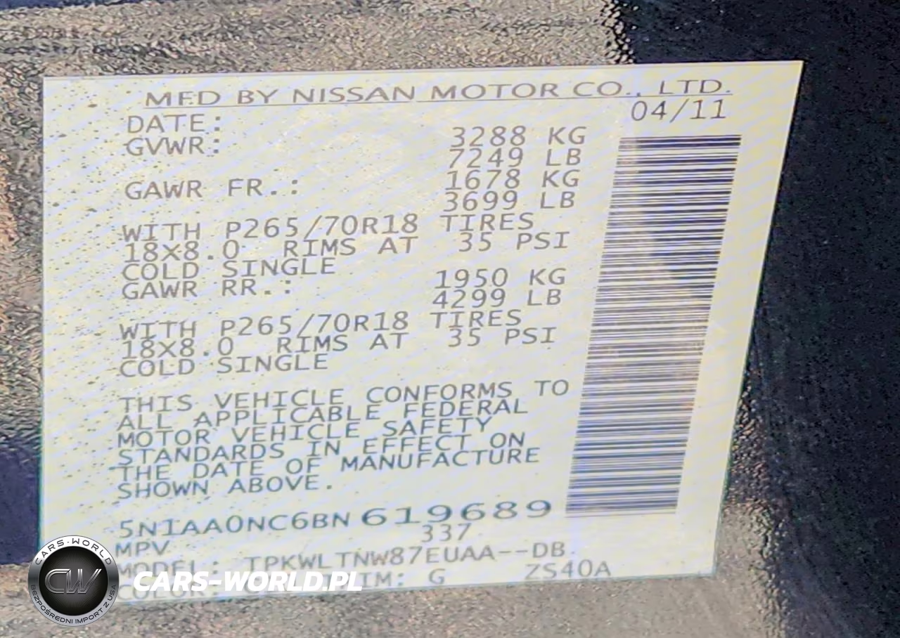 2011 Niss Armada Sv VIN:5N1AA0NC6BN619689 - 13