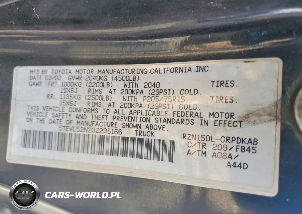 2003 Toyota Tacoma VIN:5TEVL52N23Z235166 - 12