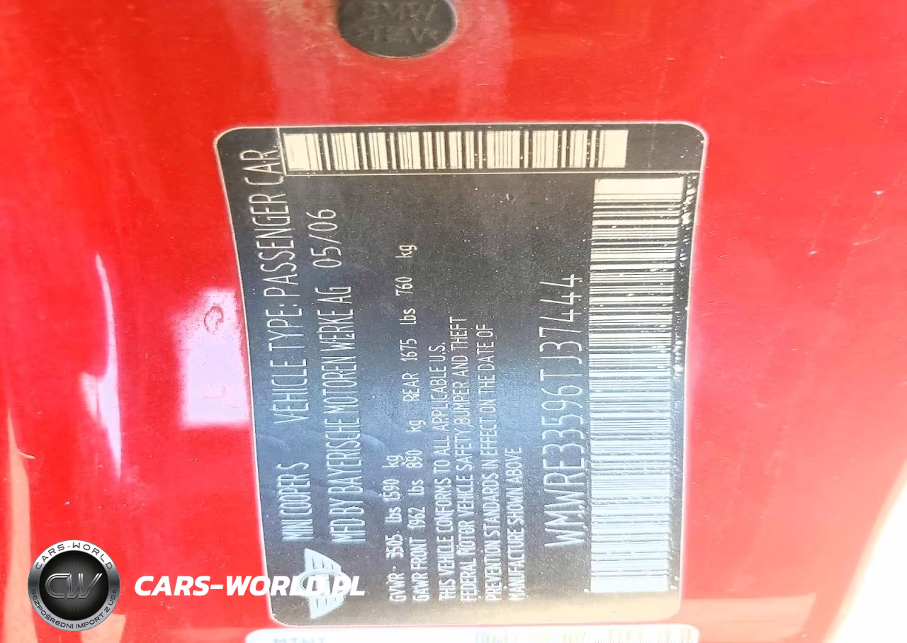 2006 Mini Cooper John Cooper Works VIN:WMWRE33596TJ37444 - 12