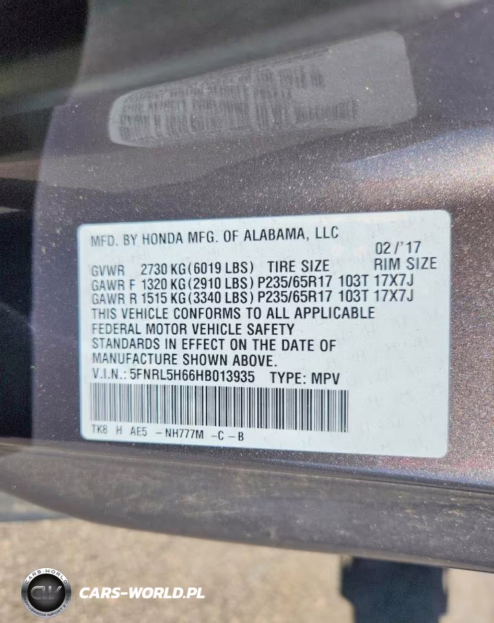 2017 Honda Odyssey Exl VIN:5FNRL5H66HB013935 - 13