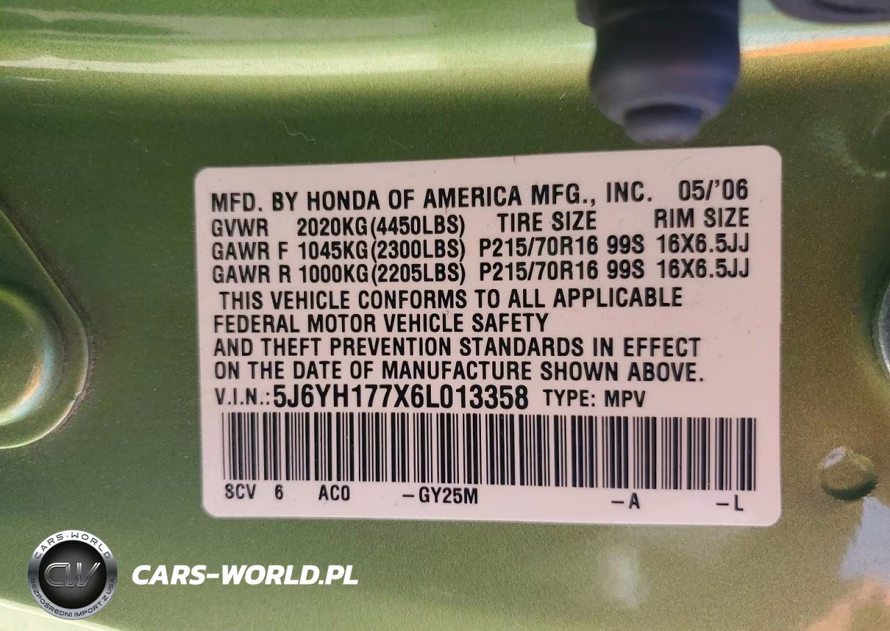 2006 Honda Element Ex VIN:5J6YH177X6L013358 - 13