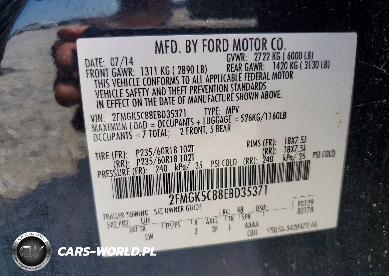 2014 Ford Flex Sel VIN:2FMGK5C88EBD35371 - 14