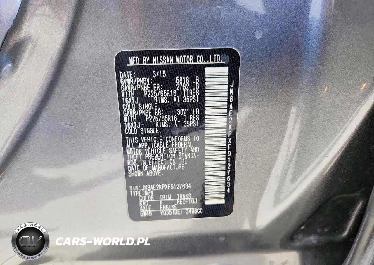 2015 Nissan Quest 3.5 Sv VIN:JN8AE2KPXF9127634 - 13