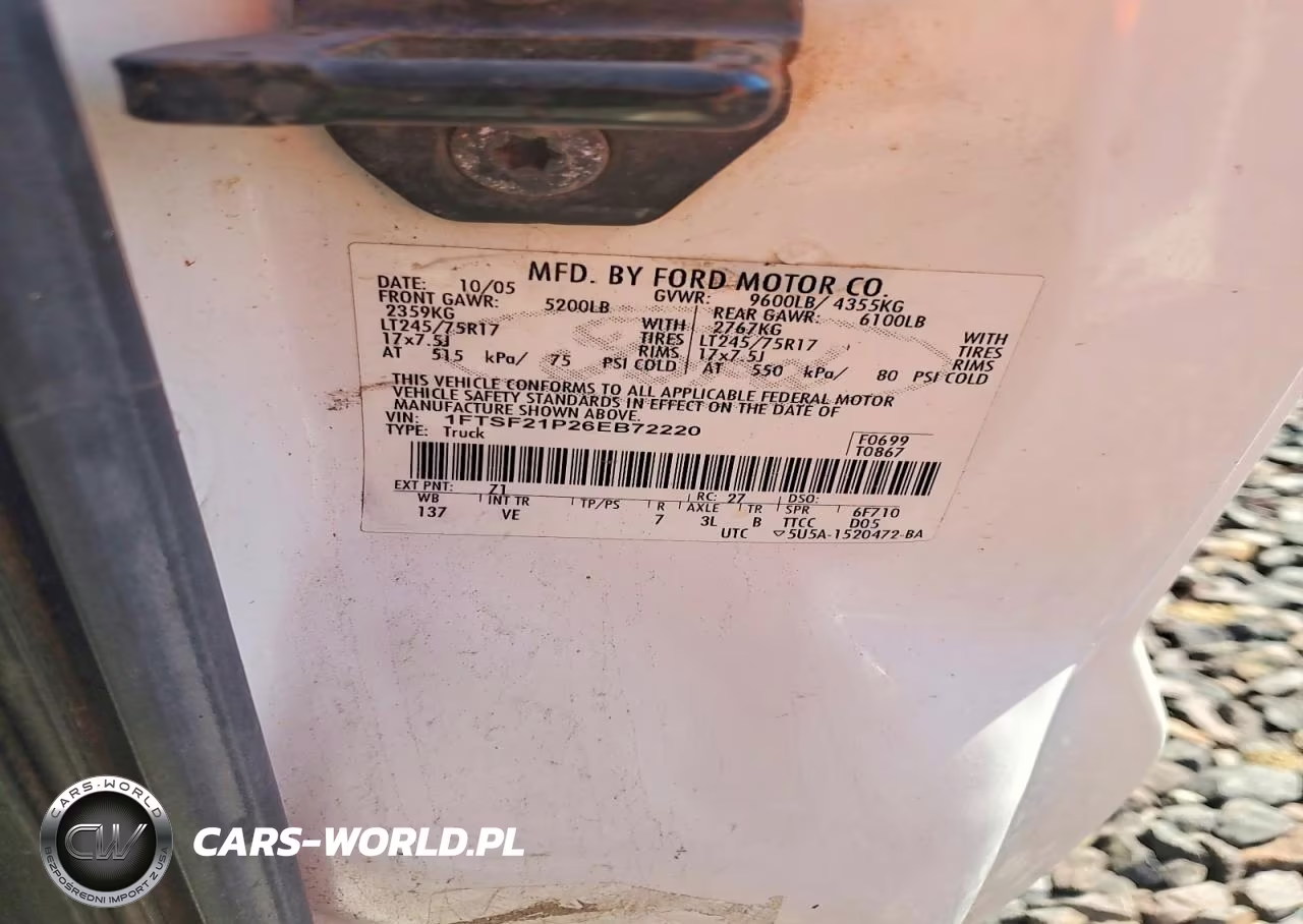 2006 Ford F250 Super Duty VIN:1FTSF21P26EB72220 - 12