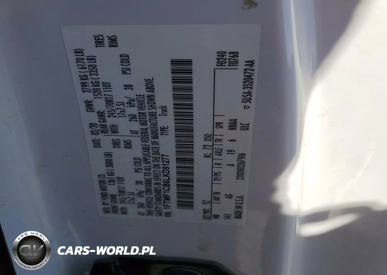 2020 Ford F150 VIN:1FTMF1CB6LKD91277 - 12