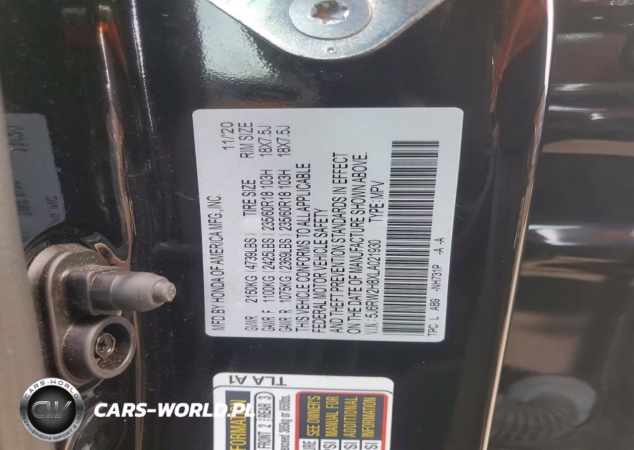 2020 Honda Cr-V Exl VIN:5J6RW2H8XLA021930 - 13