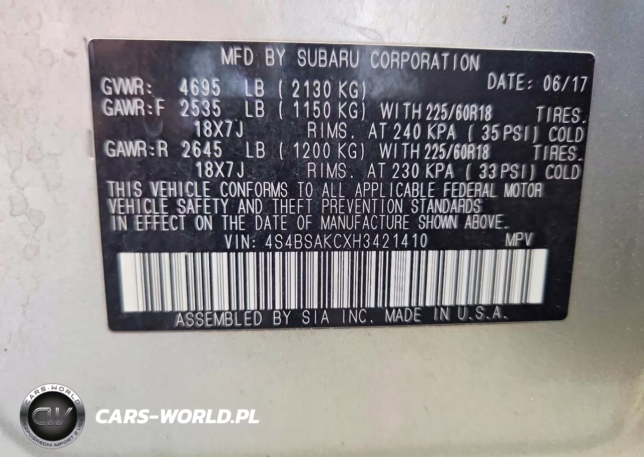 2017 Subaru Outback 2.5I Limited VIN:4S4BSAKCXH3421410 - 13